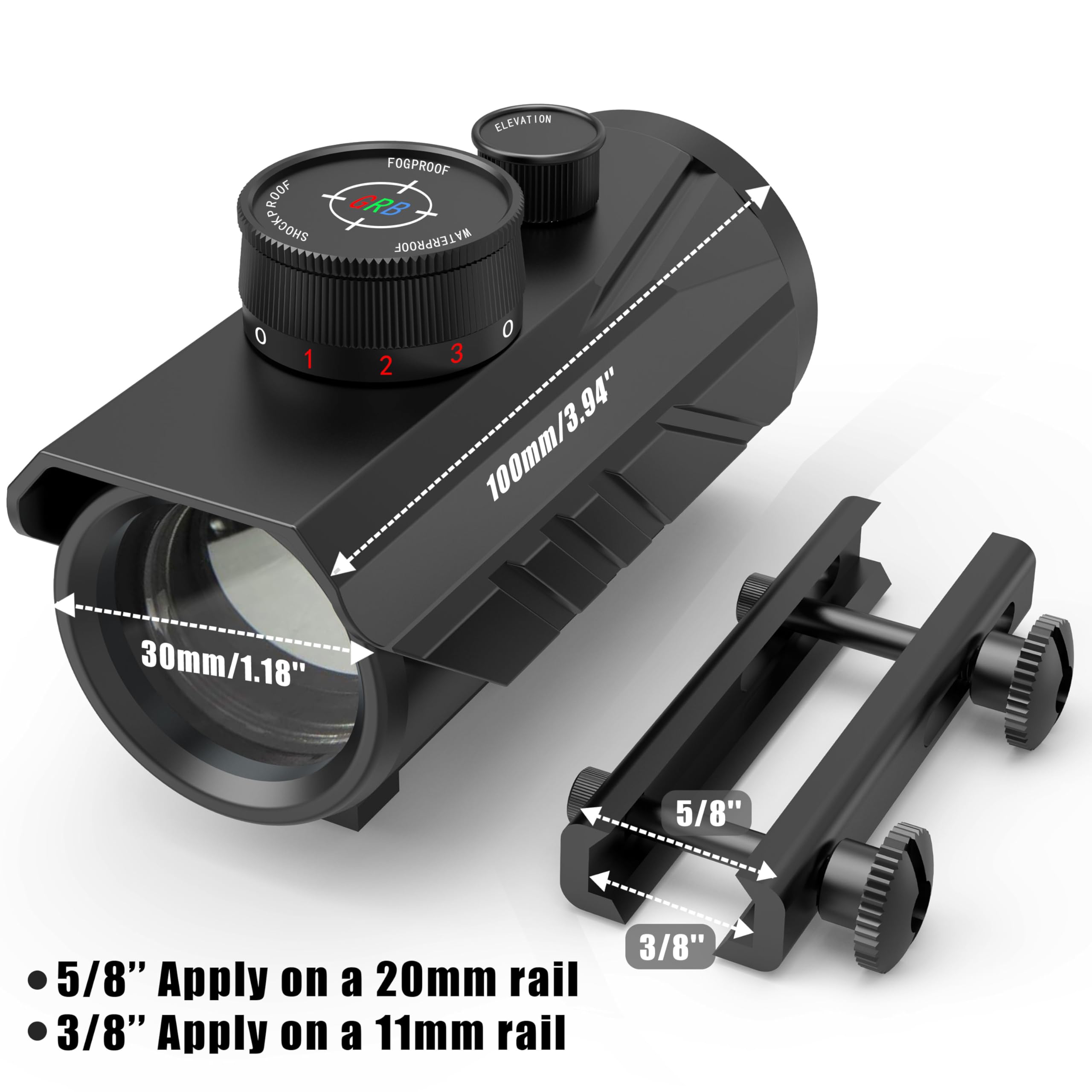 UUQ Tactical 1x30mm Reflex Green/Red/Blue 3 MOA Dot Sight